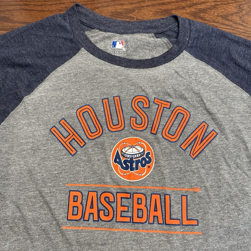 Houston Astros MLB Gray Blue Long Sleeved Tshirt Size 2XL Baseball Major League